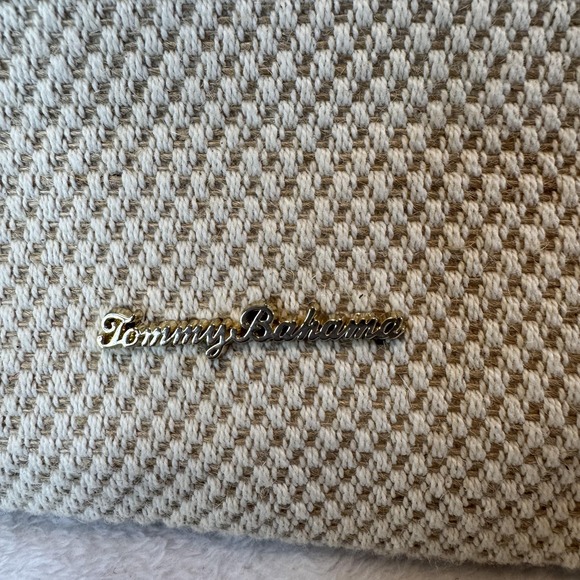 Tommy Bahama Wristlet Clutch Womens Beige Flamingo Embroidered Linen Zip Top - Picture 3 of 10